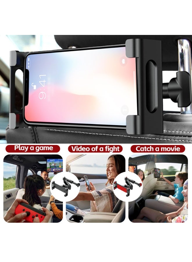 Car Headrest Tablet Stand, Foldable Rear Seat Stand For Ipad And Phone, 360 ° Adjustable Car Tablet Stand For 6.3-18.5 Inch Devices (Black red) - Image 2