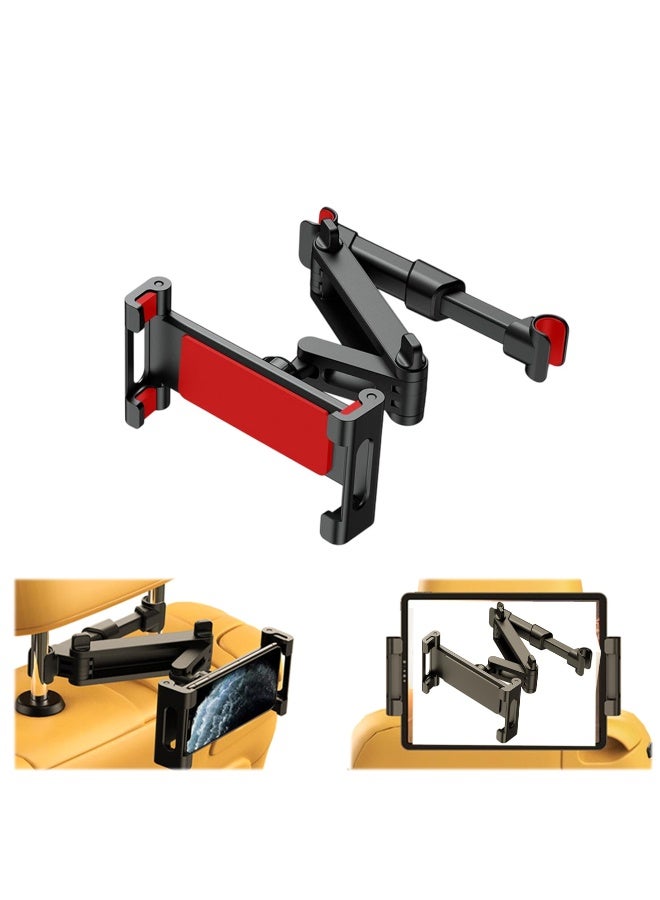 Car Headrest Tablet Stand, Foldable Rear Seat Stand For Ipad And Phone, 360 ° Adjustable Car Tablet Stand For 6.3-18.5 Inch Devices (Black red) - Image 1