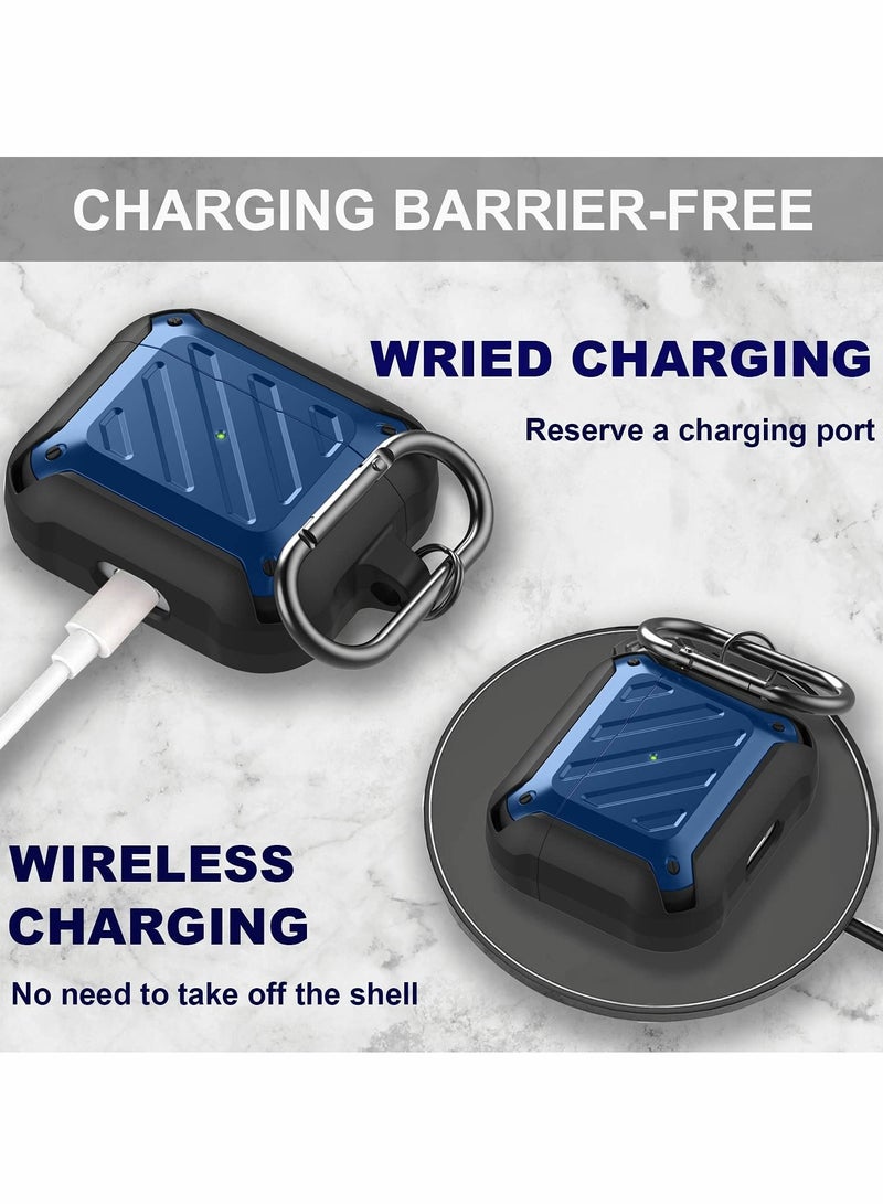 Excefore Compatible with AirPods 3rd Generation Case Cover 2021, Shock-Absorbing Design and Full-Body Rugged Protective Cover with Keychain,Front LED Visible-Blue - Image 4