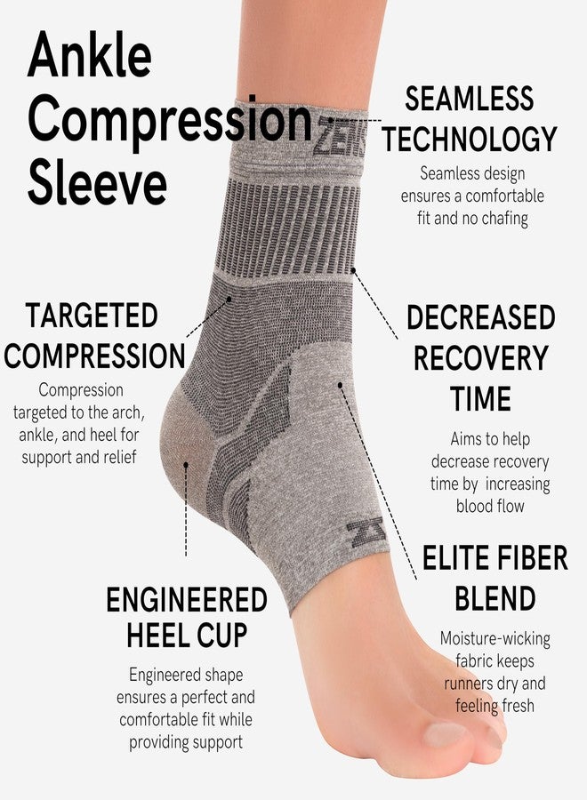 Zensah Ankle Support - Compression Ankle Brace - Great for Running, Soccer, Volleyball, Sports - Ankle Sleeve Helps Sprains, Tendonitis, Pain (Medium, Black - Pair) - Image 2