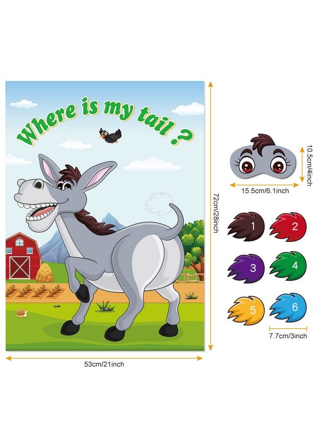 ASTARON Pin The Tail On The Donkey Game With 30 Tail Stickers For Birthday Party Carnival Circus Supplies - Image 2