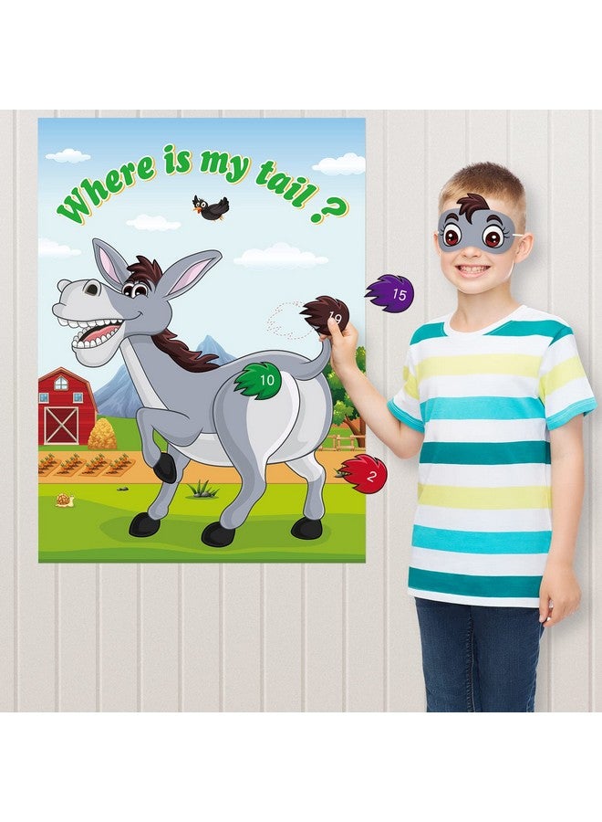 ASTARON Pin The Tail On The Donkey Game With 30 Tail Stickers For Birthday Party Carnival Circus Supplies - Image 5