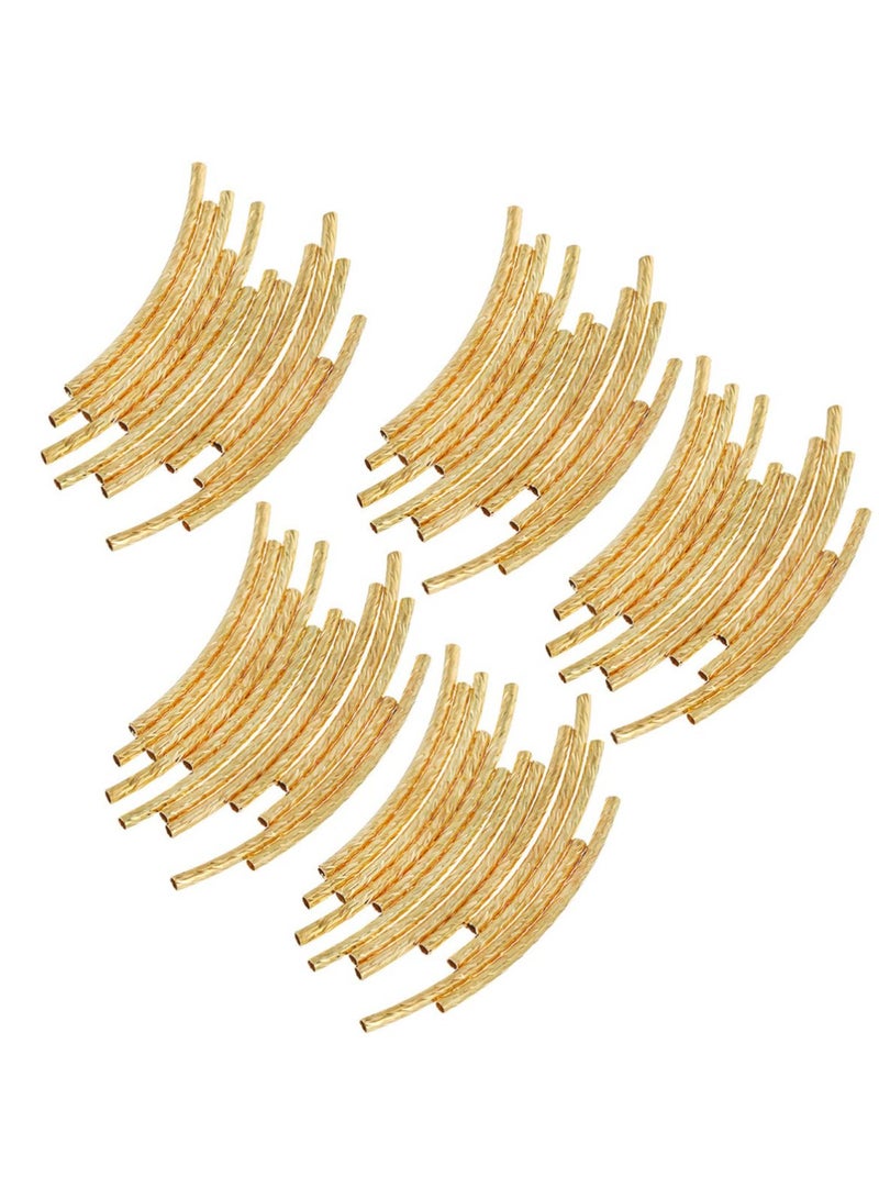 SYOSI 100pcs Curved Noodle Tube Spacer Beads Twist Long Curved Noodle Tube Spacer Beads Gold Twist Spacer Beads Copper Curved Beads Connector Beads Jewelry Making for DIY Crafts - Image 1