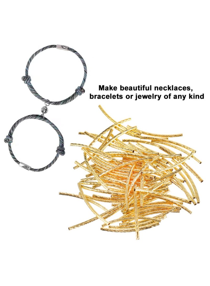 SYOSI 100pcs Curved Noodle Tube Spacer Beads Twist Long Curved Noodle Tube Spacer Beads Gold Twist Spacer Beads Copper Curved Beads Connector Beads Jewelry Making for DIY Crafts - Image 3