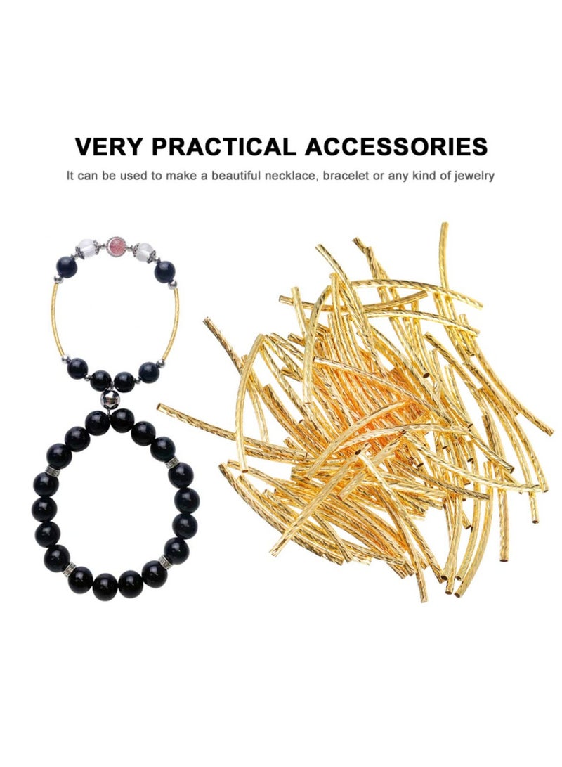 SYOSI 100pcs Curved Noodle Tube Spacer Beads Twist Long Curved Noodle Tube Spacer Beads Gold Twist Spacer Beads Copper Curved Beads Connector Beads Jewelry Making for DIY Crafts - Image 4
