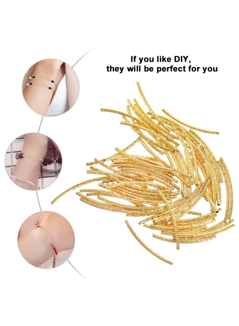 SYOSI 100pcs Curved Noodle Tube Spacer Beads Twist Long Curved Noodle Tube Spacer Beads Gold Twist Spacer Beads Copper Curved Beads Connector Beads Jewelry Making for DIY Crafts - Image 2