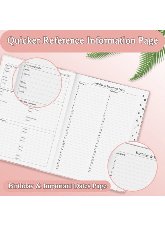 Getvow Telephone and Address Book with Tabs - 5" x 7" Address Book Hardcover with Birthday, Address, Phone Numbers, Websites Password. Address Notebook for Home or Office, Rose - Image 3