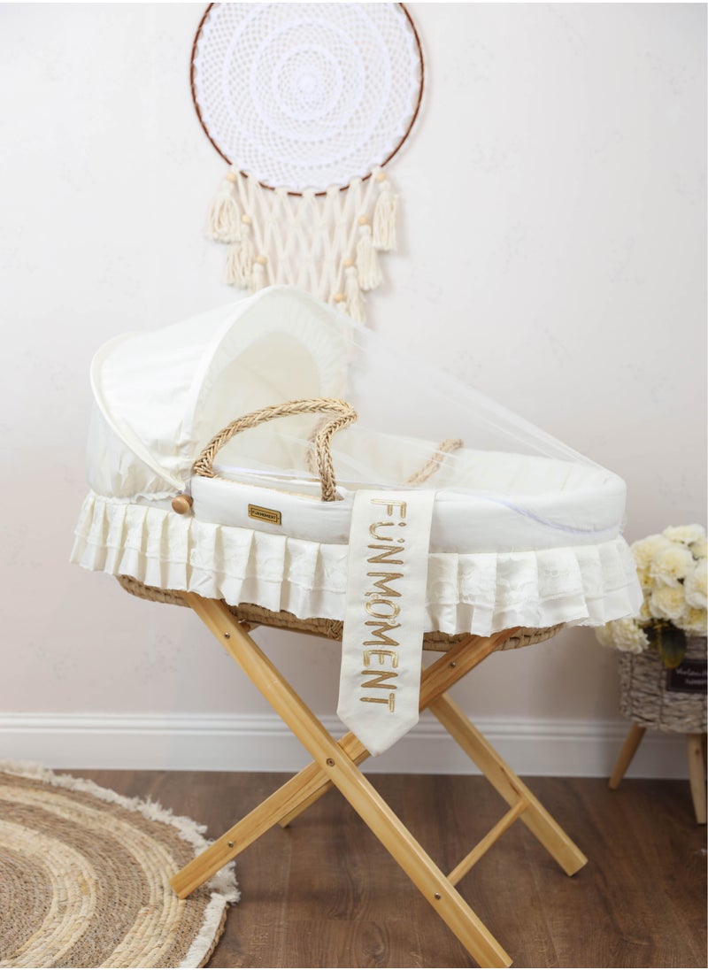 FUN MOMENT - Moses basket with foldable wooden stand - Image 1