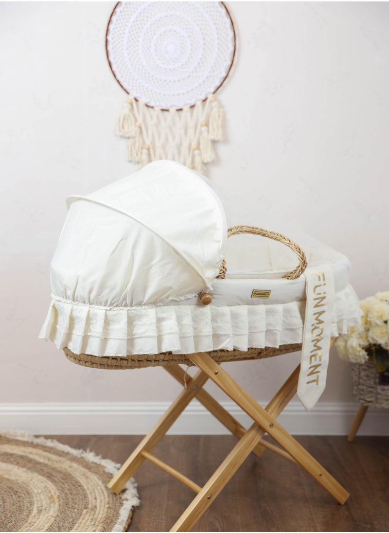 FUN MOMENT - Moses basket with foldable wooden stand - Image 1