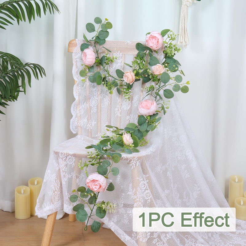 Somyting Artificial Flower Garlands Eucalyptus Garlands With Flowers Rose Peony Flower Vine Faux Floral Garland For Wedding Party Arch Table Wall Backdrop Decoration (Light Pink  4Pcs) - Image 3
