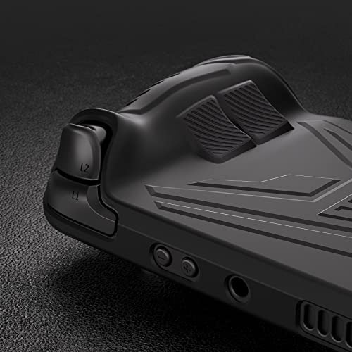 PlayVital Silicone Case for Steam Deck, Enhanced Grip Cover Skin for Steam Deck Accessories with Back Button Design & Thumb Grips Caps - Black - Image 5