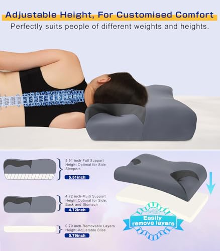 IKSTAR 5.0 CPAP Pillow for Side Sleeper - Adjustable Height/Neck Support - Memory Foam Pillow Suitable for All CPAP Mask Users-Ideal for Side Back Sleeper-Reduce Air Leaks - Image 5