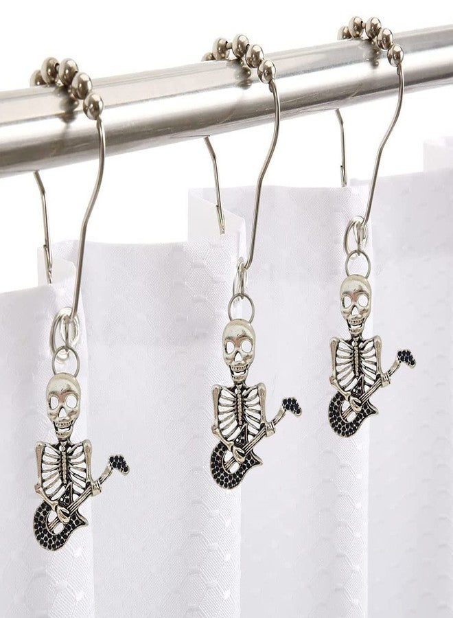 Skull Shower Curtain Hooks for Home Bathroom Decor, Rust-Proof Shower Curtain Hook Ring Hanger Set of 12 with Vintage Skeleton Haunted House Decorative Bathroom Hardware (Silver) - Image 4