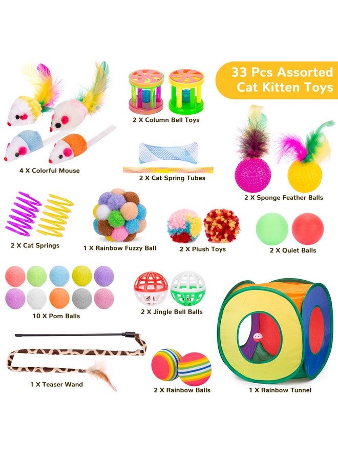 ريترو شاو مجموعة ألعاب القطط من ريترو شاو، 33 قطعة، ألعاب تفاعلية للقطط الصغيرة للقطط المنزلية مع نفق لعب قابل للطي، خيمة أنبوبية، عصا ريش، جرس تشويق، كرة ناعمة، زنبركات، ألعاب فأر - Image 2