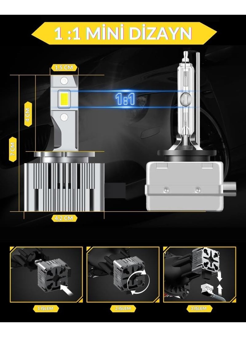 D1S Adaptive Glow LED Xenon White Headlight Bulb 24000LM 6000K