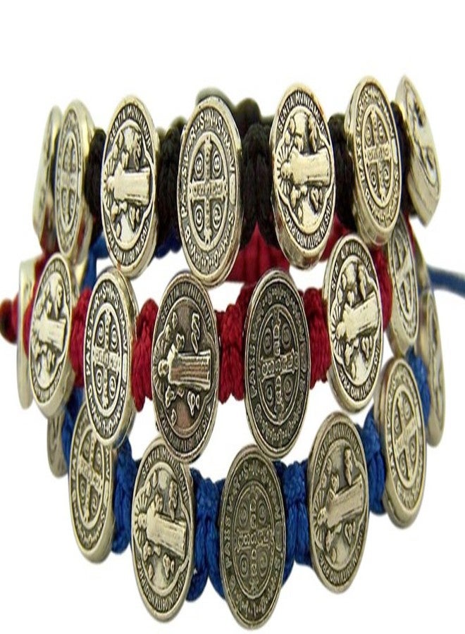 Catholic Brands Saint Benedict Evil Protection Medal on Adjustable Cord Bracelet, Set of 3, 8 Inch - Image 2