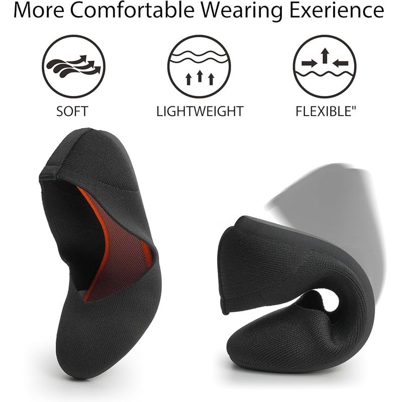ATHMILE Black Flats Shoes Women Washable Knit Ballet Flats for Women Dressy Comfortable Washable Round Toe Flats Low Wedge for Women Dressy Wedding Business Work Office - Image 3