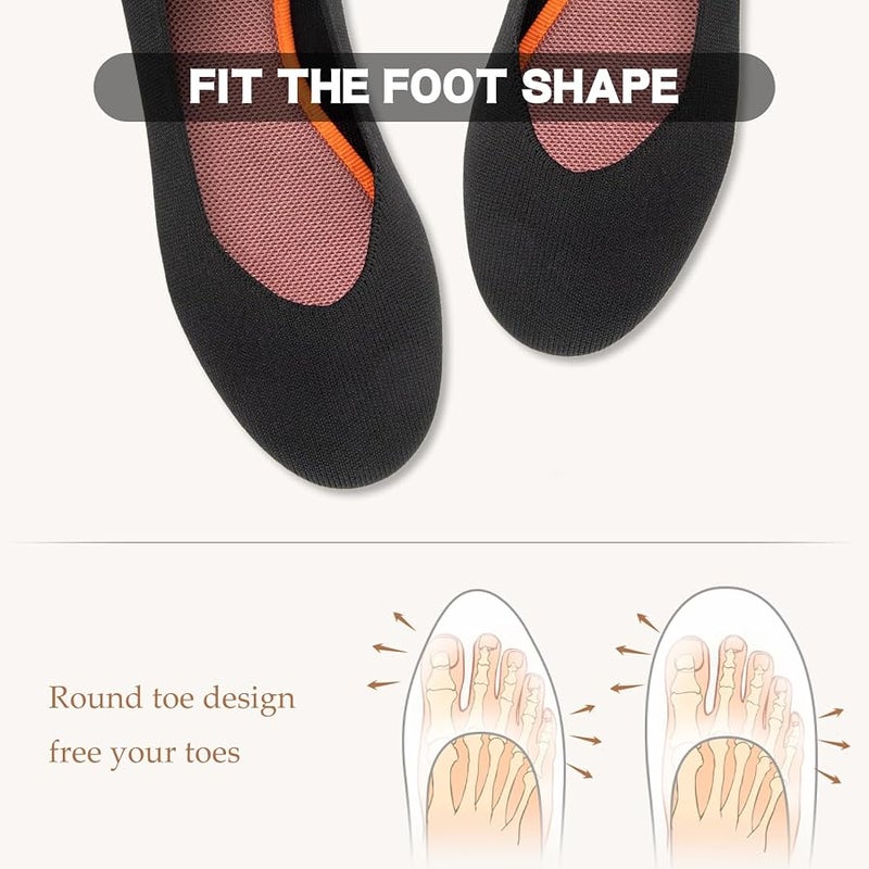ATHMILE Black Flats Shoes Women Washable Knit Ballet Flats for Women Dressy Comfortable Washable Round Toe Flats Low Wedge for Women Dressy Wedding Business Work Office - Image 5