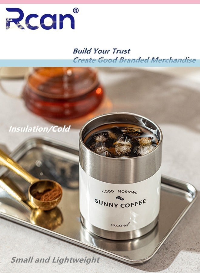 Rcan Stainless Steel Insulated Tumbler, Vacuum Flask with Leak Proof Lid and Straw, Metal Cleaning Brush, Double Wall Travel Coffee Mug, Adult Travel Coffee Mug, Iced Coffee Cup with Lid 350ML/12oz - Image 2