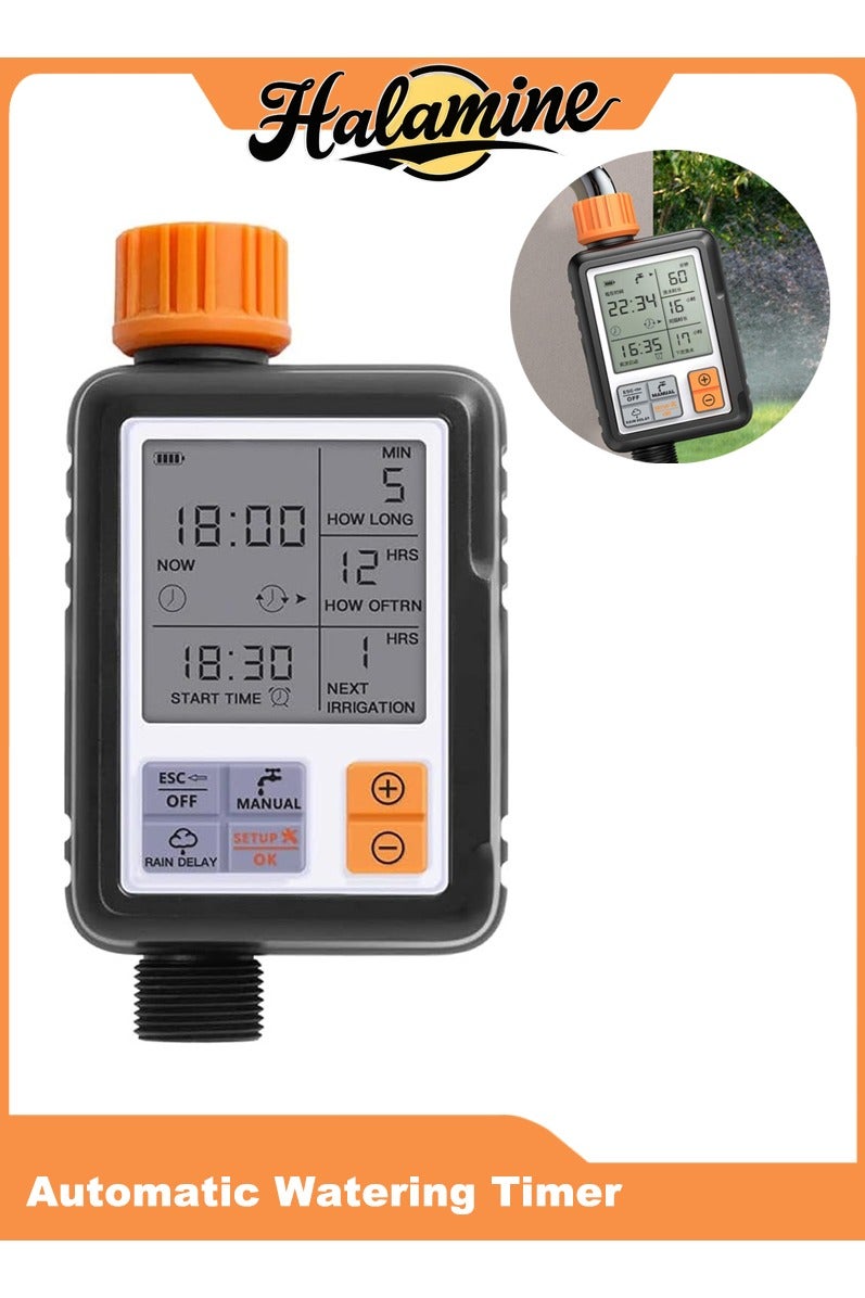 Halamine Automatic Watering Timer, Digital Water Timer, for Watering Large LCD Display, Manual Irrigation Mode  - Image 1