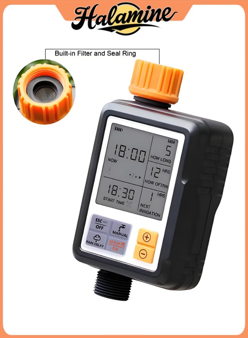 هالامين مؤقت سقي أوتوماتيكي، مؤقت مياه رقمي، للري مع شاشة LCD كبيرة، وضع الري اليدوي. - Image 3