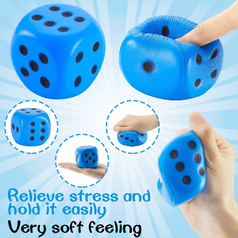 Zomiboo 2 Pcs Large Foam Dice Soft Jumbo Dot Dice Learning 6 Sided Foam Dice Fake Giant Dice Anxiety Relieve Dice Gifts for Christmas Stress Relief(Red, Blue,2.3 Inch) - Image 2