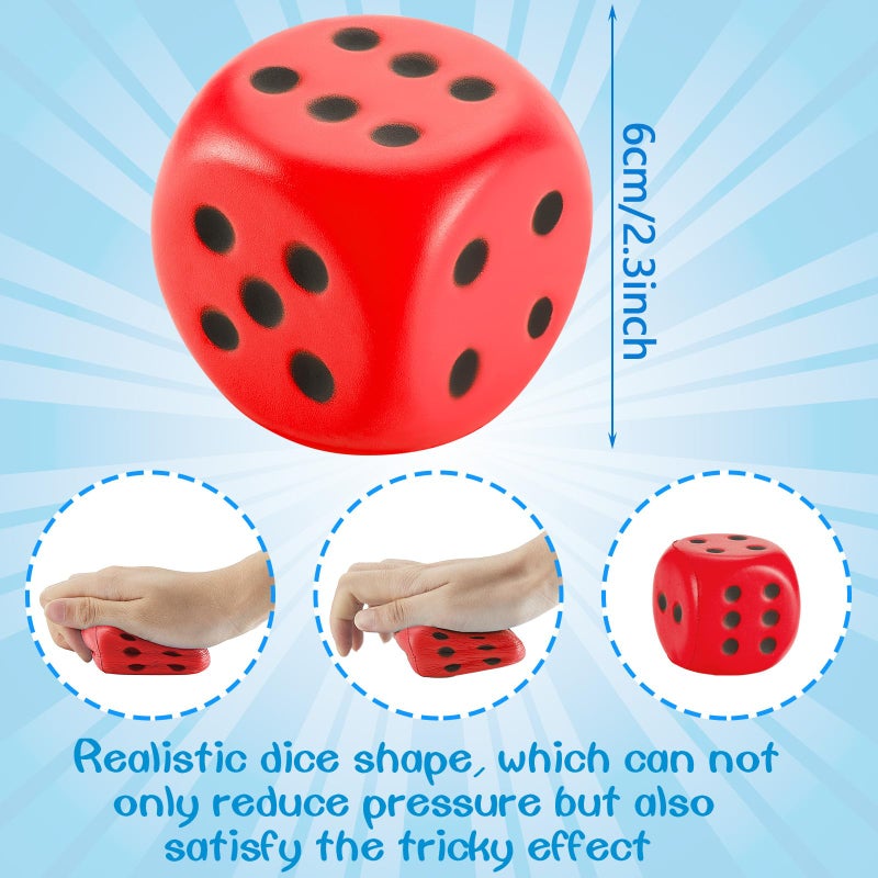 Zomiboo 2 Pcs Large Foam Dice Soft Jumbo Dot Dice Learning 6 Sided Foam Dice Fake Giant Dice Anxiety Relieve Dice Gifts for Christmas Stress Relief(Red, Blue,2.3 Inch) - Image 3