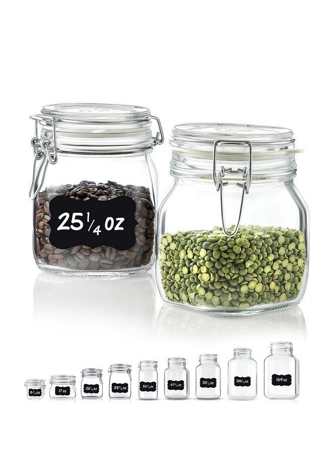 Bormioli Rocco Glass Fido Jars Hermetic Sealed Hinged Airtight Lid For Fermenting Pantry Kitchen Storage Jars Bulk Food Storage Containers With Paksh Chalkboard Labels (2 Pack) (25 1/4 Ounce (.75 Liter))  - Image 1