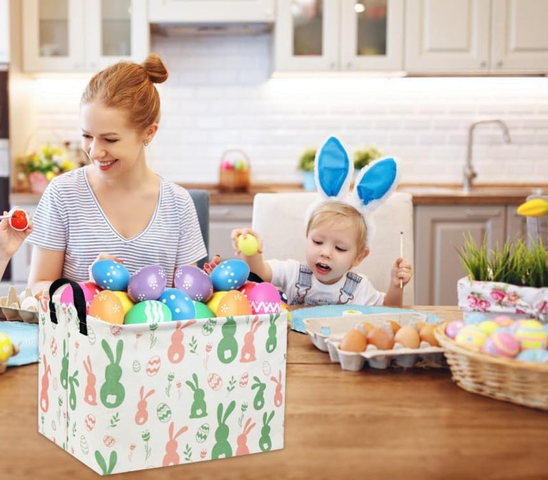 DDBASKET Easter Baskets for Kids Gift Bunny Basket Empty for Boys and Girls Rectangular Toy Storage Bins Organizer Bin Box Cute Egg Room Decor for Home(Easter Bunny) - Image 3