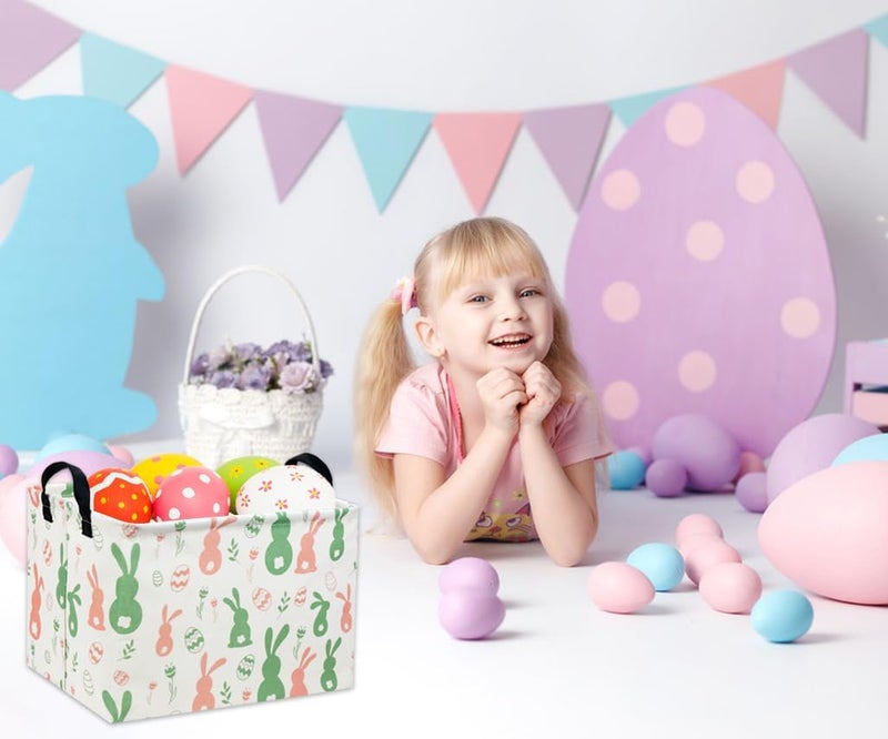 DDBASKET Easter Baskets for Kids Gift Bunny Basket Empty for Boys and Girls Rectangular Toy Storage Bins Organizer Bin Box Cute Egg Room Decor for Home(Easter Bunny) - Image 5
