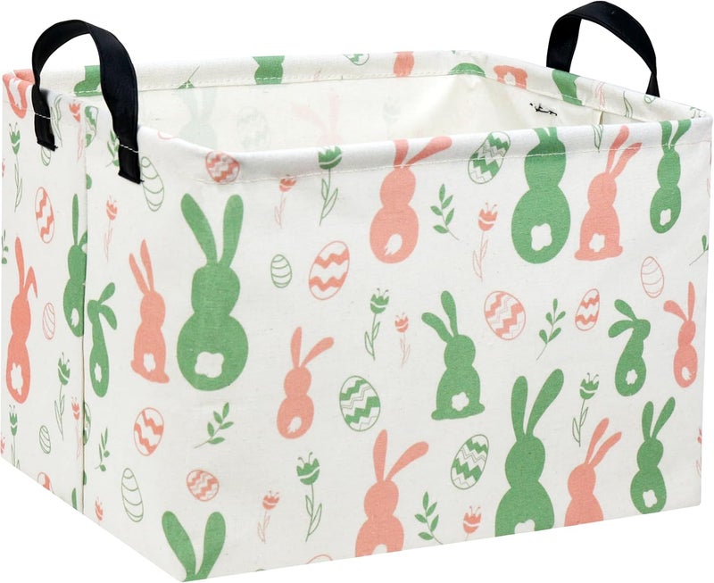 DDBASKET Easter Baskets for Kids Gift Bunny Basket Empty for Boys and Girls Rectangular Toy Storage Bins Organizer Bin Box Cute Egg Room Decor for Home(Easter Bunny) - Image 1