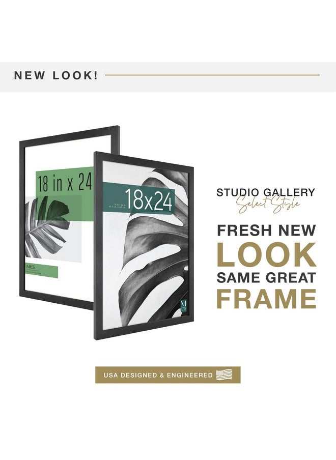 MCS MCS Studio Gallery 18x24 Poster Frame Black Woodgrain, Vertical & Horizontal Wall Hanging Large Picture Frame for Photos, Posters & Art Prints (1-Pack)  - Image 2