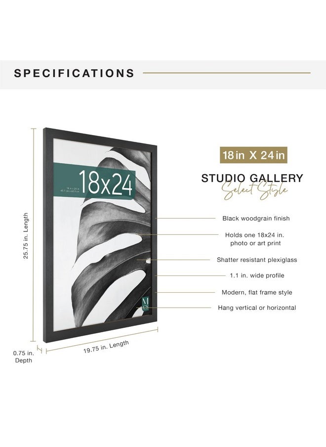 MCS MCS Studio Gallery 18x24 Poster Frame Black Woodgrain, Vertical & Horizontal Wall Hanging Large Picture Frame for Photos, Posters & Art Prints (1-Pack)  - Image 4