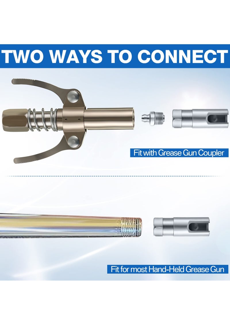 Excefore - Grease Gun Coupler with 1/8 inch NPT Threads, Push on Slotted Right Angle 90 Degree Grease Coupler Fits Standard 1/8 inch NPT Grease Hoses, 2.1 Inch Length - Image 1