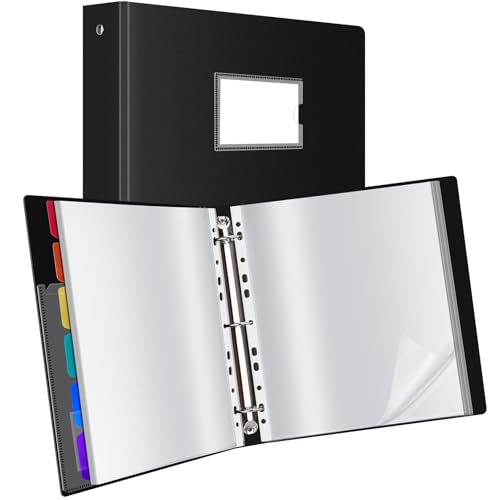 Uquelic 50Pocket Binder with Plastic Sleeves for LetterA4 Size11 x 85 Document Binder Organizer for Papers Certificates and Artwork Colorful PP Divider Pages for Presentation - Image 1