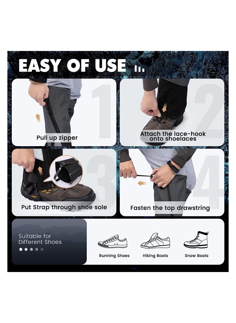 KASTWAVE - Waterproof Leg Gaiters for Hiking, Lightweight Breathable Boot Gaiters with Upgraded Zipper Design for Hiking Walking Climbing Hunting Skiing, L - Image 1