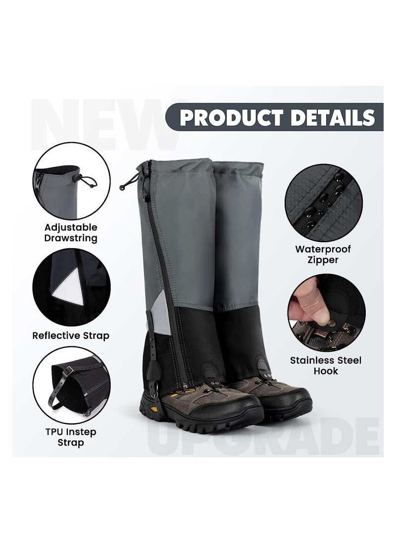 KASTWAVE - Waterproof Leg Gaiters for Hiking, Lightweight Breathable Boot Gaiters with Upgraded Zipper Design for Hiking Walking Climbing Hunting Skiing, L - Image 1