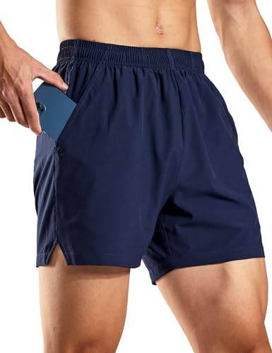 Haimont Mens Athletic Shorts 5 inch Inseam, Elastic Waist Lightweight Gym Shorts with Pockets, Quick Dry, Breathable, Navy, M - Image 1