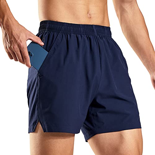 Haimont Mens Athletic Shorts 5 inch Inseam, Elastic Waist Lightweight Gym Shorts with Pockets, Quick Dry, Breathable, Navy, M - Image 2