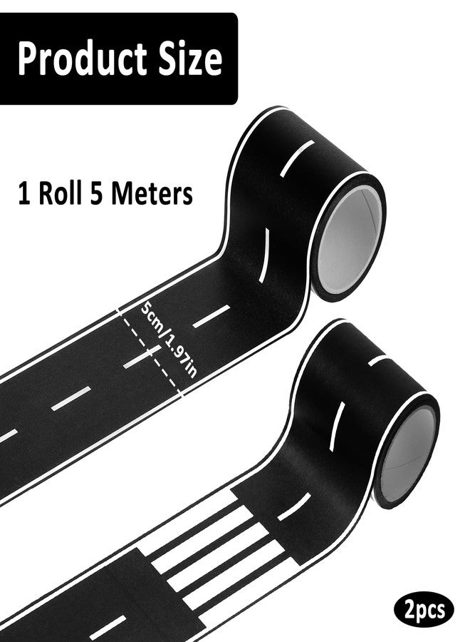 Gtziqa 2 Pack Roadway Tape, Black Road Track Tape, 32.8 Ft Long x 2 In Wide Toy Car Track Roadway Finish Line Tapes, No Residue Easy to Tear Table Runner Road Sticker for Race Car Birthday Party Decorations - Image 3
