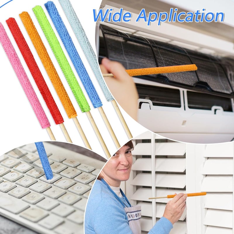 Psyqtsuary 6 Pcs Mini Dusters for Cleaning Microfiber Detail Duster Sticks Fan Cleaning Brush Crevice Cleaning Tool AC Vent Cleaner Fan Blade Cleaner Dusters for Cleaning Home Car Window Blind - Image 5