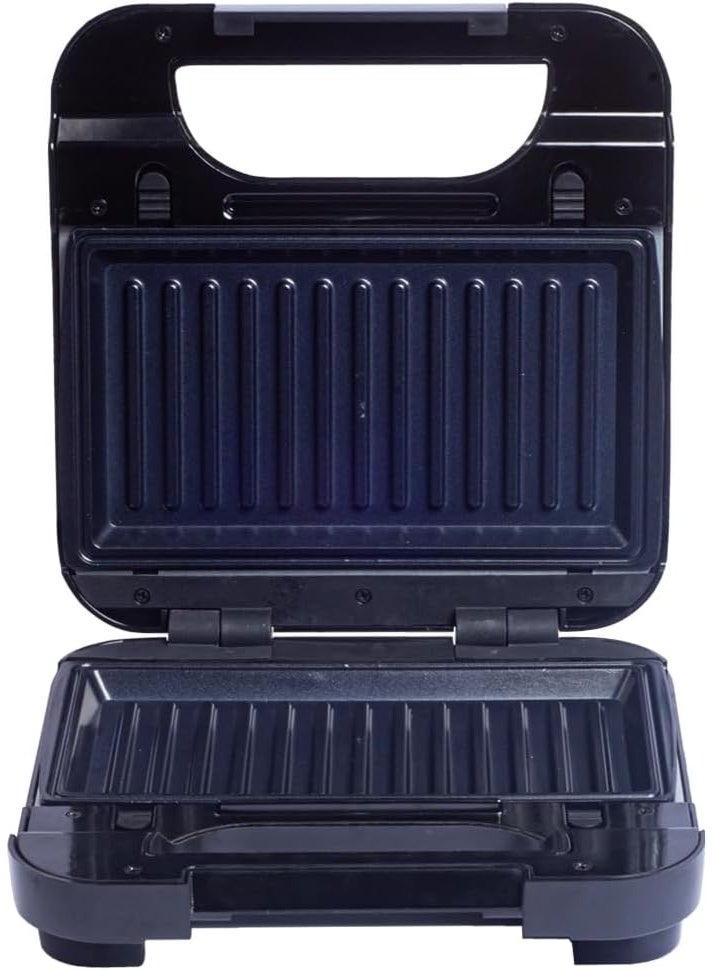 3-in-1 Sandwich Maker - 800W Sandwich Maker with Interchangeable Non-Stick Plates and Temperature Control - Black and Silver - Image 2