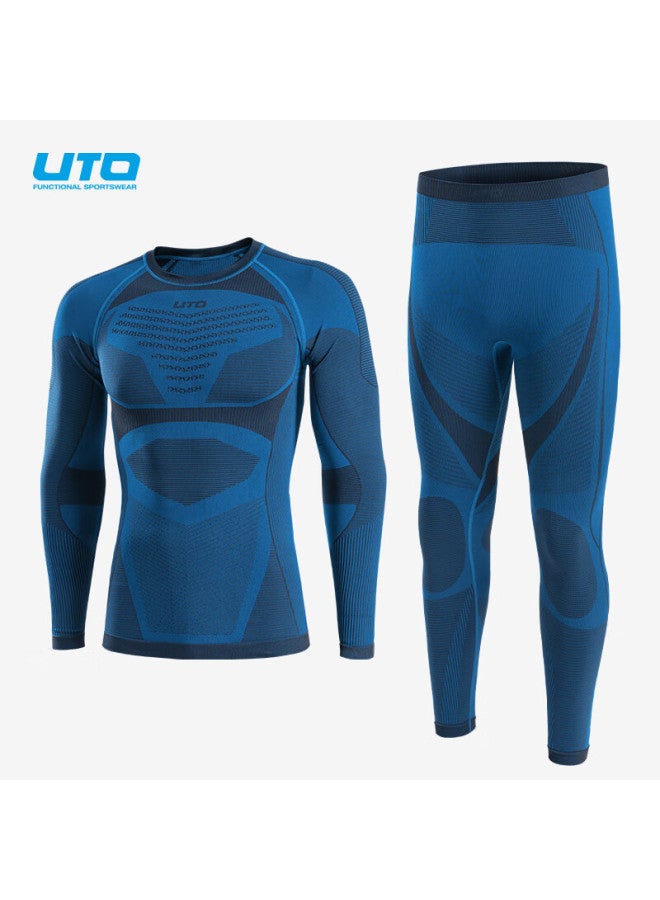 Uto All-terrain Ski Quick-dry Tight-fitting Shirt, Men's Underwear, Compression Shirt, Outdoor Thermal Underwear Set, Royal Blue, L - Image 2