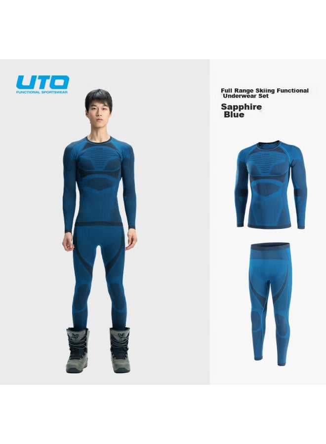Uto All-terrain Ski Quick-dry Tight-fitting Shirt, Men's Underwear, Compression Shirt, Outdoor Thermal Underwear Set, Royal Blue, L - Image 1