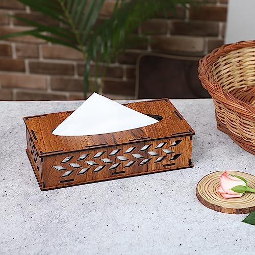Deskart Wooden Tissue Paper Box | Decorative and Stylish Wooden Tissue Holder Stand for Car, Home, Office Desk, Resturant and Cafeteria (Rectangle) - Image 2