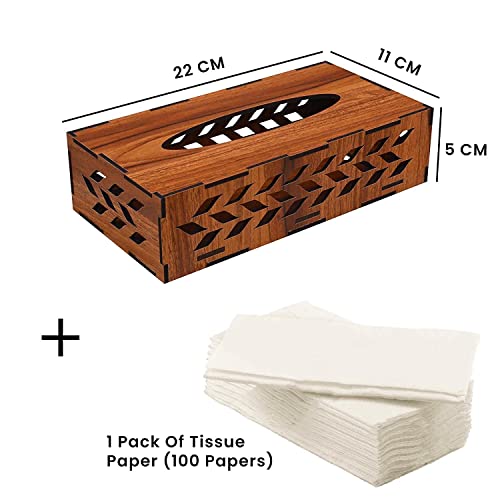Deskart Wooden Tissue Paper Box | Decorative and Stylish Wooden Tissue Holder Stand for Car, Home, Office Desk, Resturant and Cafeteria (Rectangle) - Image 5