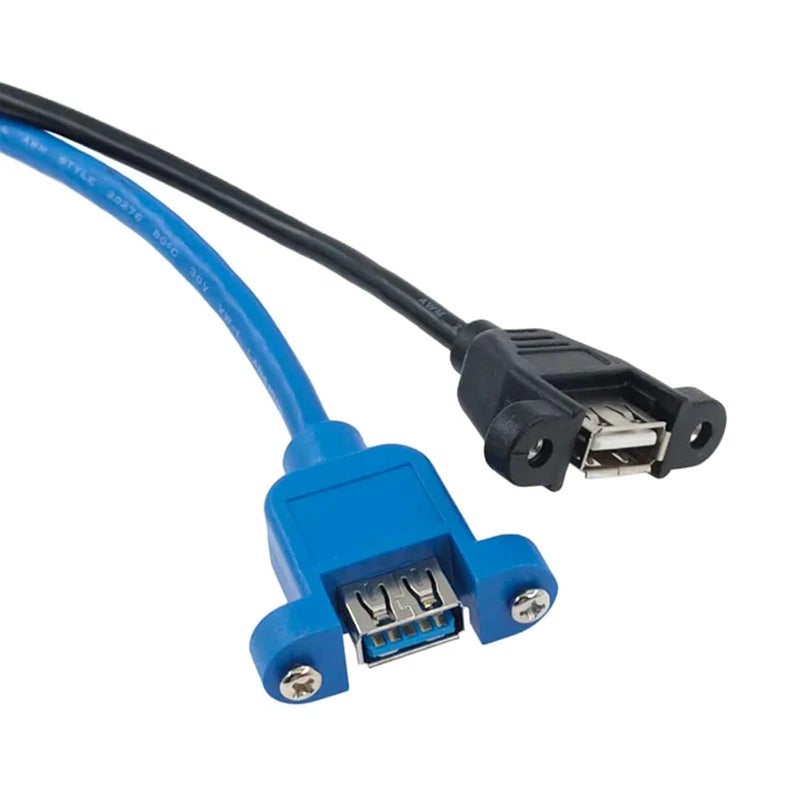 1 قطعة من كابل التمديد USB2.0/USB3.0، من نوع ذك�� إلى أنثى، لتوصيل البيانات ومزود بموصل للتثبيت على اللوحة دون الحاجة إلى مسامير، مناسب لأجهزة الكمبيوتر والطابعات والأقراص الصلبة (طول الكابل: 1 متر). - Image 3
