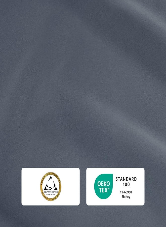 آيزود طقم ملاءات إيزود من القطن المصري 100%، مقاس كوين، قطن بيركال ناعم، 4 قطع، خفيف الوزن وجيب عميق يناسب حتى 17 بوصة، قطن طويل التيلة ناعم ممشط، ملاءة فاخرة على طراز الفنادق - أزرق رمادي - Image 5