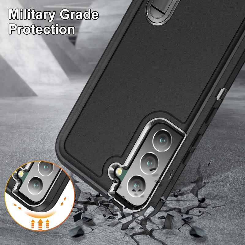Fucozan for Samsung Galaxy S22 Plus Case with Kickstand Case 3-Layer Military Grade Protective Case Cover Silicone Rugged Shockproof for Galaxy S22 Plus Phone Case Black+Black - Image 4