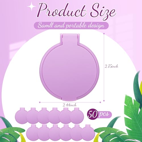 Saysurey 24 Pcs Mini Purple Compact Mirror Bulk for Women Small Round Portable Purple Mirror Makeup Folding Pocket Travel Accessories for Graduation Party Favor Coworker Nurse, 2.8 x 2.4 Inch - Image 2